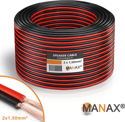 Produktbild von Lautsprecherkabel Audio Kabel Boxenkabel 100% CCA 10m 2x1,5mm² rot / schwarz