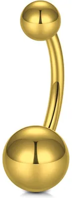 Produktbild von Bauchnabelpiercing Titan G23 10mm Gold 1.6mm Stabdicke Kugel 3mm/5mm