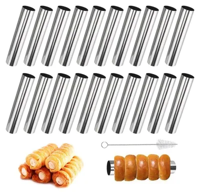 Produktbild von 20 Stück Edelstahl Cannoli Röhrchen Schaumrollenform Backform Set