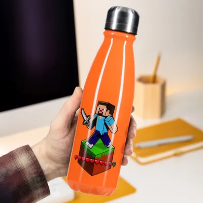 Image de Bouteille d'eau en aluminium Minecraft 600 ml