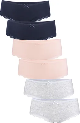 Produktbild von Fabio Farini - 6 Stück Frauen Unterwäsche - Damen Slips aus Baumwolle im Bikini-Style mit dezenter Spitze