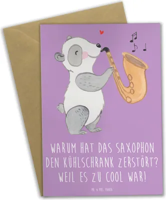 Produktbild von Mr. & Mrs. Panda Glückwunschkarte Saxophon Kühlschrank - Lavendeltraum - Geschenk, Blues, Humor, weihnachtskarten, Musizieren, Lernen, Musiker, Musik, Cool, Grußkarten
