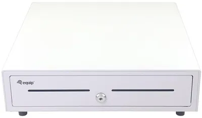 Produktbild von Equip Kassenschublade für Point of(POS)-System, 4 Schein-/8 Münzfächer, herausnehmbare Münzschlitze, RJ11-Anschluss, weiß, Manuelle und automatische Geldschublade, Metall, Weiß, Kunststoff, Gleichstrom, 12 V