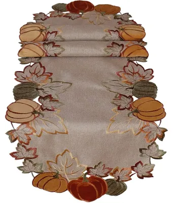 Imagen del producto de Mantel individual DORA, diseño de calabazas y hojas, estilo otoñal, poliéster, 40 x 140 cm