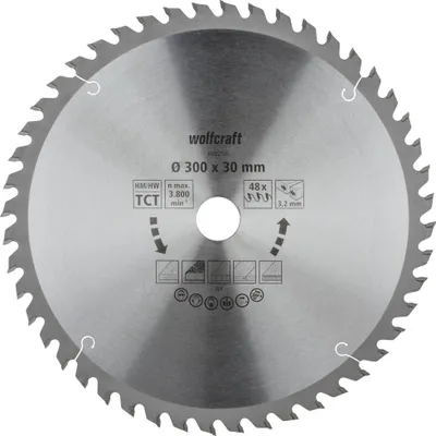 Produktbild von Wolfcraft Kreissägeblatt Ø 300 mm Bohrung Ø 30 mm 48 Zähne
