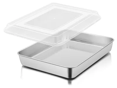 Backform mit Deckel 26,5x20,6x5 cm Edelstahl rechteckig