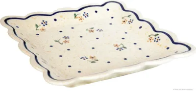 Produktbild von Original Bunzlauer Keramik Frühstücksteller flach viereckig 16,4x16,4x2,5 cm im Design 111