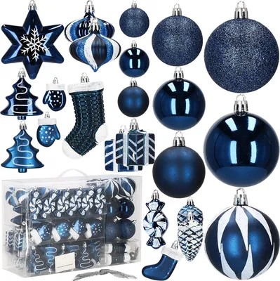 Immagine prodotto di Bignè di Natale Bignè dell'albero di Natale Bignè dell'albero di Natale 77 pezzi decorazione - blu scuro