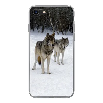 Produktbild von MuchoWow® Handyhülle Schutzhülle Hülle für iPhone SE 2022 Wolf - Schnee - Kanada Silikon Softcase Handy Hülle - Schutzhülle