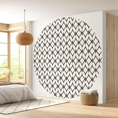 Image de Papier peint rond / cercle - Lumaléa - Losanges - Papier Premium 185gr Lavable - Diamètre 130 cm