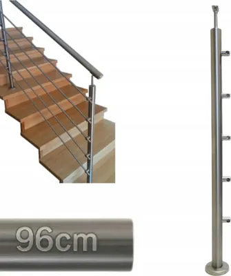 Immagine prodotto di Paletto per ringhiera - Acciaio inox - 96 x 4,24 cm - Sinistra - 5 maniglie assiali - Regolazione dell'angolo - Interno ed esterno - Ringhiera per scale