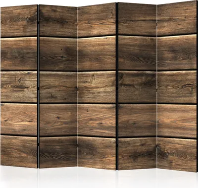 Image de Cloison acoustique en bois Paravent photo 225 x 172 cm imprimé recto-verso sur toile intissé Mousse acoustique Cloison Espagnolette Brise-vue Bureau à domicile Aspect bois Planches en bois f-A-0449-z-c