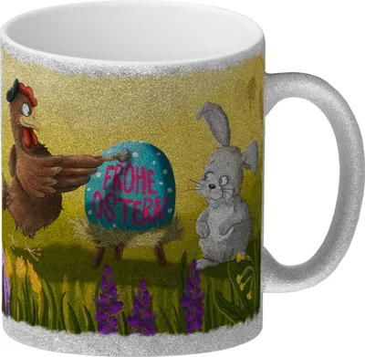 Produktbild von Frohe Ostern Glitzer-Glitzer-Kaffeebecher