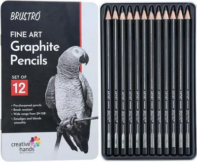 Produktbild von Famanu Bleistiftset 12 Stück - Professionelle Kunstmaterialien für Zeichnen und Skizzieren
