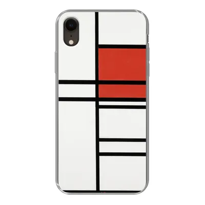Produktbild von MuchoWow® Handyhülle Schutzhülle Hülle für iPhone XR Komposition mit Rot und Weiß - Piet Mondrian Silikon Softcase Handy Hülle - Schutzdeckel