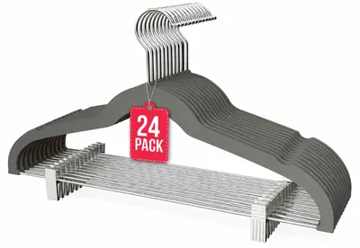 Imagen del producto de Perchas de Terciopelo con Pinzas Grises Pack 24 COM-FORT HOUSE