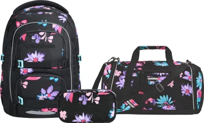 Produktbild von Coocazoo, Schulrucksack-Set PORTER, Floral Artnight 3-teilig