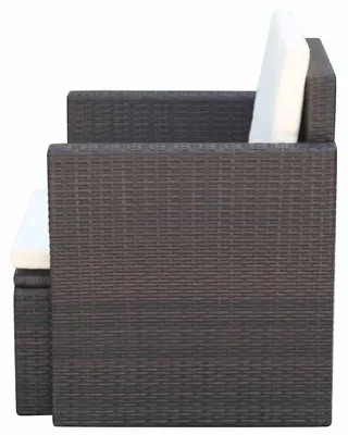 Produktbild von vidaXL Gartenstuhl mit Polstern und Kissen Poly Rattan Braun