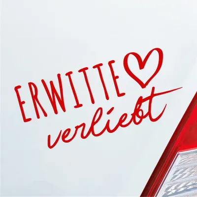 Produktbild von Auto Aufkleber Erwitte verliebt Herz Stadt Heimat Liebe Car 19x9 cm Rot Sticker Heckscheibenaufkleber