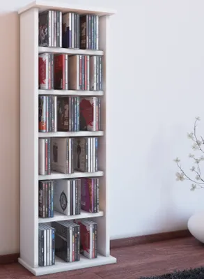 Produktbild von VCM CD Regal Holz | CD Regal mit Platz für 150 CDs oder 65 DVDs oder 36-Videos | Maße: H. 92 x B. 31 x T. 18 cm | elegantes DVD Regal stehend | Blu ray Regal fürs Wohnzimmer | CD Regal | Vostan