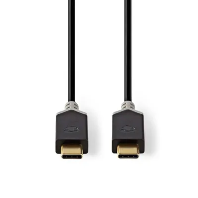 Produktbild von Nedis USB-Kabel - USB 3.2 Gen 1 - USB-C Stecker - USB-C Stecker - 60 W - 4K@60Hz - 5 Gbps - Vergoldet - 2.00 m - Rund - PVC - Anthrazit - Box
