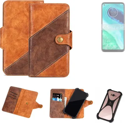 Produktbild von K-S-Trade Handyhülle Schutzhülle Bookstyle Case Wallet-Case kompatibel mit Motorola G8 Cover Klapphülle Kantenschutz Smartphone dunkelbraun braun