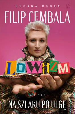 A person holding colorful letter blocks spelling out 'LOWIZM'.
