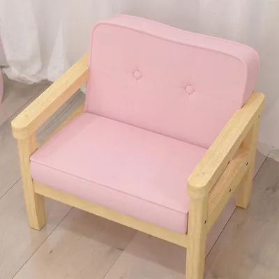 Produktbild von Kindersessel mit Holzrahmen und Cordoptik Kindersofa Kinderstuhl von 3-8 Jahren für Kinderzimmer, Spielzimmer 46,5 x 44 x 45 cm Rosa