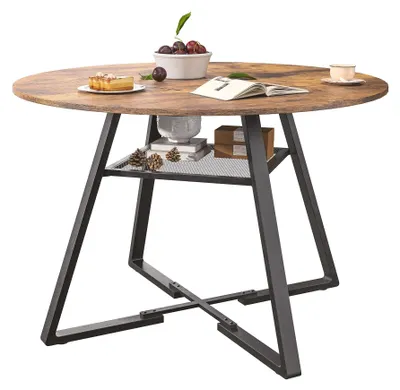 Image de Table ronde de salle à manger 120 cm avec compartiment de rangement