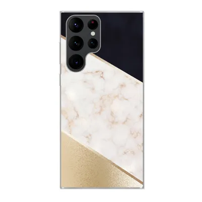 Produktbild von MuchoWow® Handyhülle Schutzhülle Hülle für Samsung Galaxy S22 Ultra Marmor - Gold - Rosa Silikon Softcase Handy Hülle - Abbildung