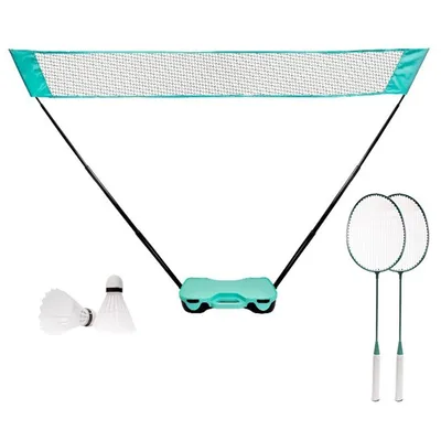 Produktbild von Badminton Set - 2 Badminton Schläger - 2 Federbälle - Badminton Netz - Inkl. Tragekoffer- 300CM Volleyballnetz Grün