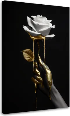 Produktbild von Leinwandbild Rose in Gold 80x120 Feeby Schwarz bild für die wand bereit zum aufhängen