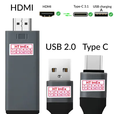 Produktbild von USB-C zu HDTV HDMI Adapter Kabel Stecker Grau bis zu 4K 2K UHD Audio Video für Samsung Galaxy A55 5G, Tab Active5 PRO