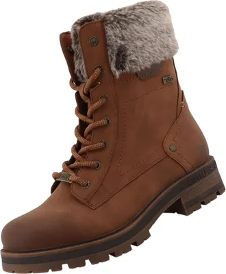 Das Bild zeigt einen braunen Stiefel der aus Leder gefertigt ist. Der Stiefel ist von der rechten Seite zu sehen und hat eine elegante Form.