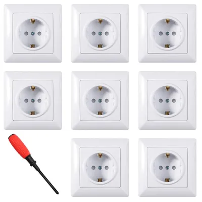 Produktbild von Schuko-Wandsteckdose, Einbausteckdose mit Erdung - 8-fach - 16 A - 250 V - Set von Steckdosen - Standard