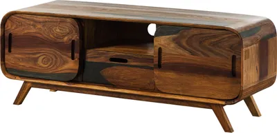 Image de MASSIVMOEBEL24 | Meuble TV en bois de Sheesham 134x40x48 marron foncé laqué MAILAND #225