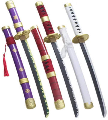 Produktbild von Pack 3 Mini Katanas aus Holz One Piece Schwert Zoro Schwert Wado Enma und Kitetsu Sandai Dekoration