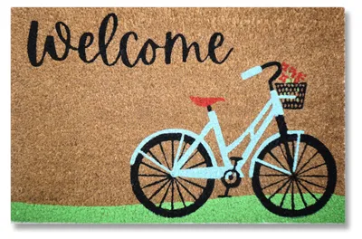 Productafbeelding van Koko Doormats Kokosmat Welcome met fiets, 60x40 cm, antislip deurmat