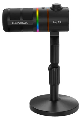 Image de Microphone dynamique XLR USB avec pied de bureau et éclairage RGB, idéale pour le gaming et l'enregistrement de podcasts