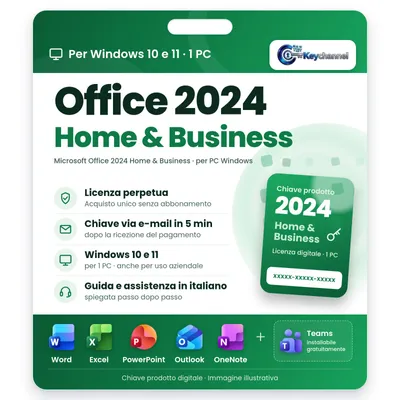 Immagine prodotto di Microsoft Office 2024 Home & Business | Versione completa per Windows 10/11 | 1 PC | Licenza perpetua senza abbonamento | Chiave via e-mail in 5 min