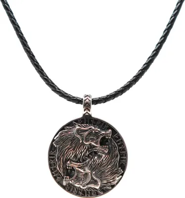 Produktbild von Lederkette Edelstahl 316 WOLF AMULETT 50 cm Lederkette