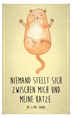Produktbild von Mr. & Mrs. Panda Handtuch Katze Umarmen - Gelb Pastell - Geschenk, gäste wc, Mini-Handtuch, Freunde, Gästetuch, Klein, Frotteehandtuch, Cats, Liebe, Cat
