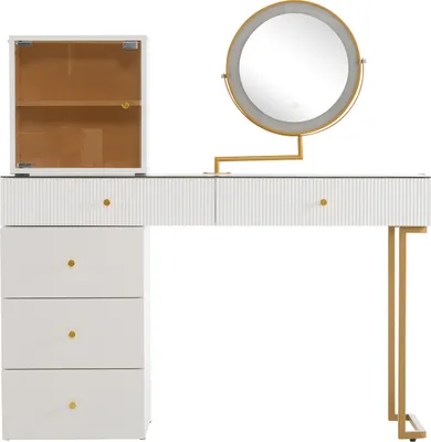 Produktbild von Konsolentisch mit LED-beleuchtetem Spiegel Schminktisch Kosmetiktisch Set 120 x 45 x 115 cm (ohne Hocker)