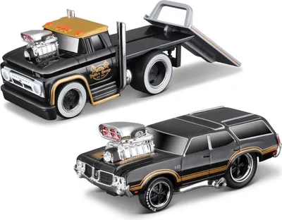 Zdjęcie produktu dla Maisto - Muscle Transports - 1966 Chevrolet C60 Flatbed 1970 Oldsmobile Vista Cruiser, skala 1:64