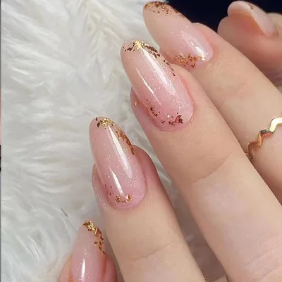 Produktbild von Press on Nails Mandel Kurz Rosa Gold Glitzer 24 Stück Kunstnägel zum Aufkleben