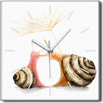 Produktbild von Coloray Uhr auf Leinwand 30x30 cm Wand Uhr Dekoration Wohnzimmer Segeltuch weiße Zeiger -Aquarellschnecken.