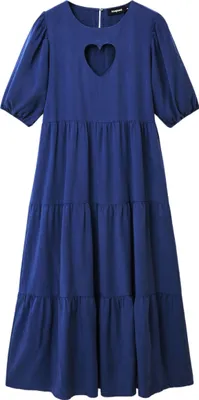 Produktbild von Desigual Damen Kleid - Blaues Kleid mit Herz-Ausschnitt 22WWVW305096 GR. XL