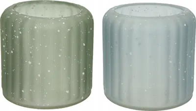 Obrázek produktu pro Dekorativní skleněný svícen s puntíky 7,5 x 8 cm 1 ks.