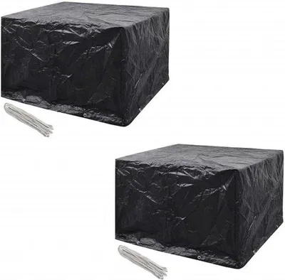 Immagine prodotto di Coperture per mobili da giardino, 2 pezzi - Coperture impermeabili per mobili - Protezione per mobili - Polyrattan - 113x113x73 cm - Nero