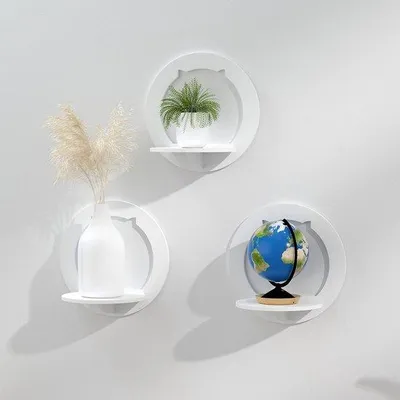 Immagine prodotto di Set di mensole da parete in PVC, bianco, 3 pezzi, facile da montare, 29 x 29 x 18 cm, mensola da parete pratica e decorativa per la cameretta dei bambini, il bagno, il soggiorno, la camera da letto, ecc.
